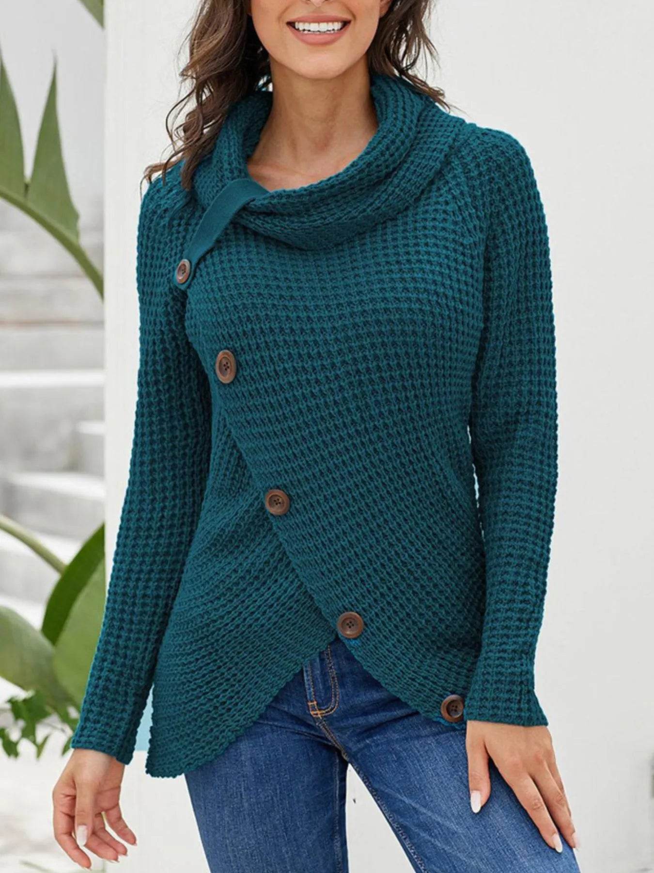 Full Size Texture Turtleneck Long Sleeve Sweater Plus Size - IntuitiveEncBoutique