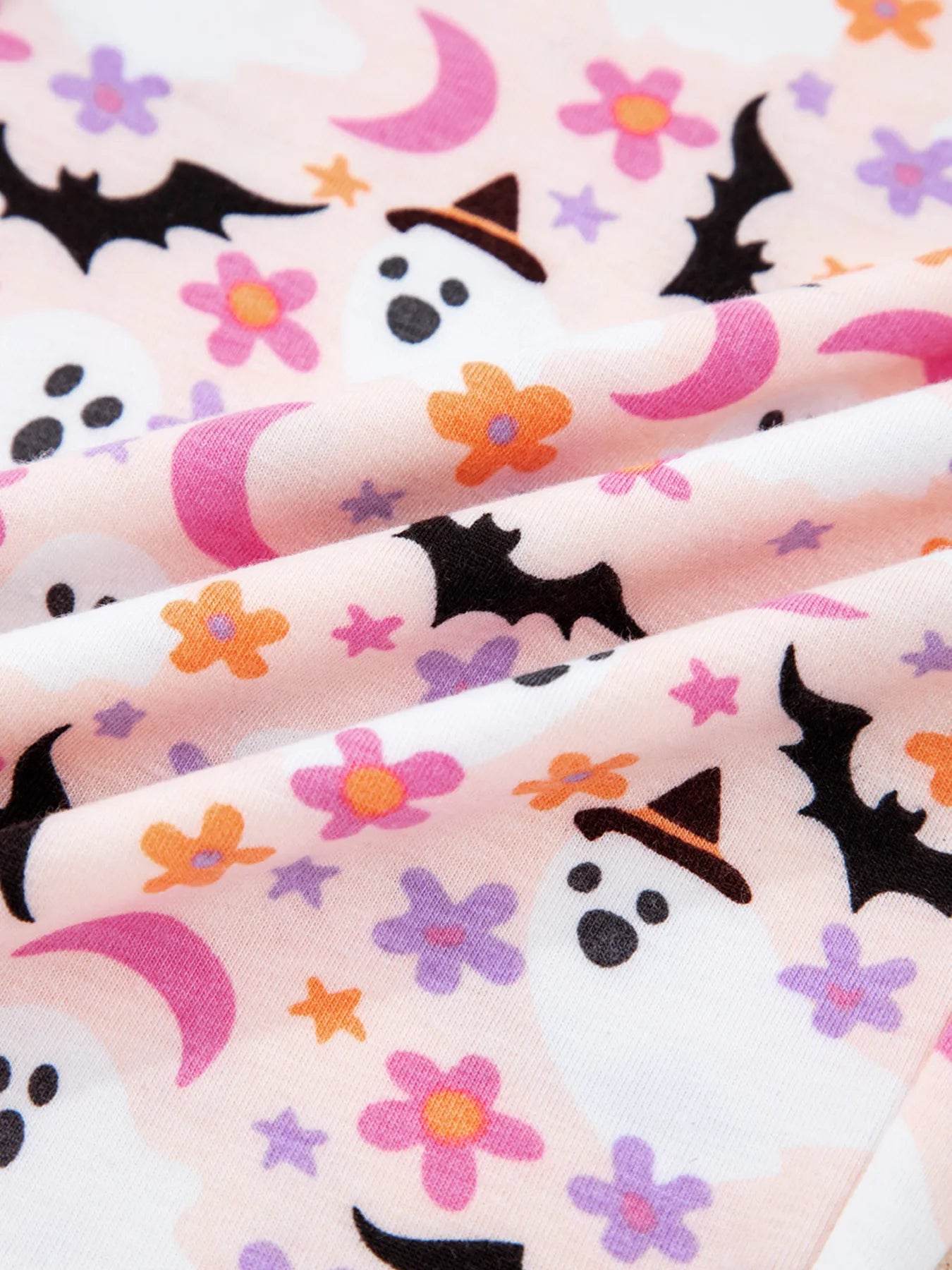 Halloween Ghost Print Button Up Top and Pants Lounge Set - IntuitiveEncBoutique