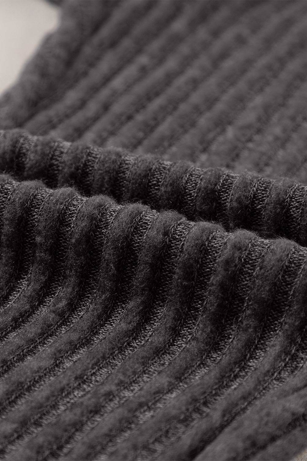 Dark Grey Wide Waistband Ribbed Textured Knit Leggings - IntuitiveEncBoutique