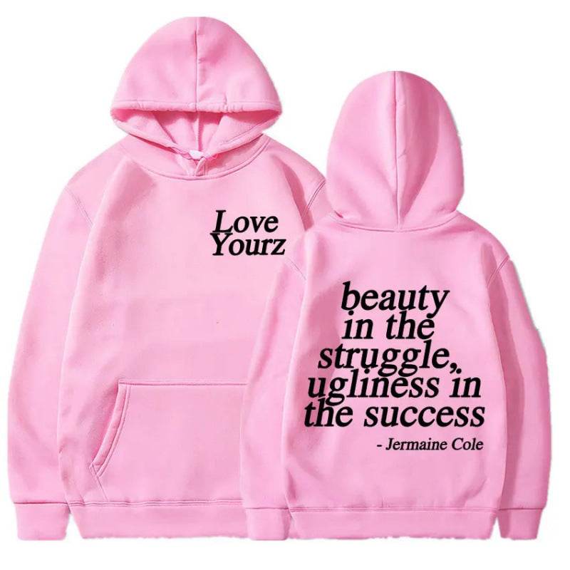Letter Print Hooded Sweatshirt Unisex Long Sleeve Casual Top Hoodie - IntuitiveEncBoutique