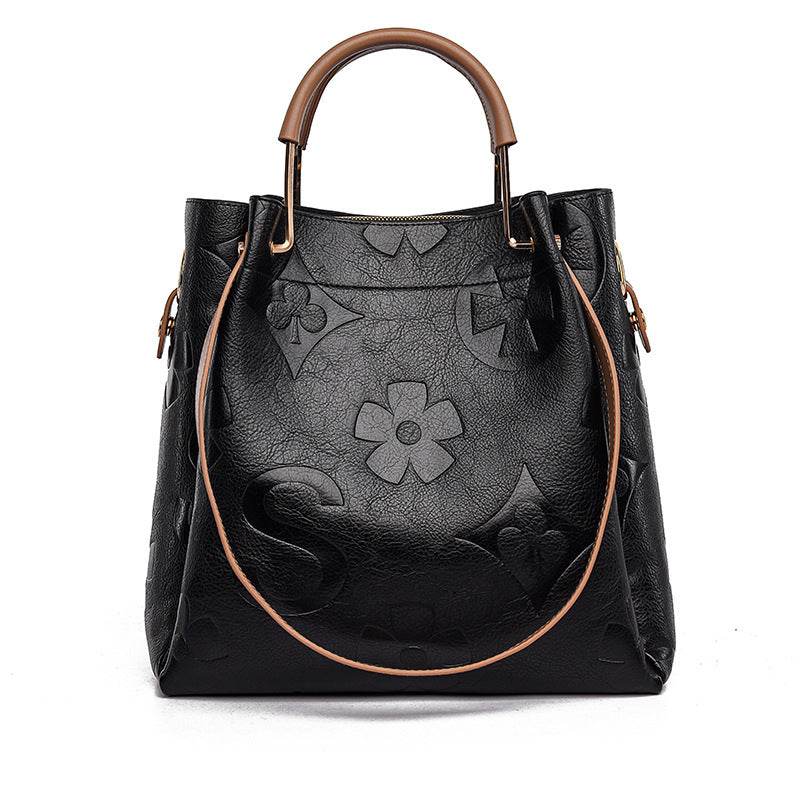 Handbag Women's Fashion Embossed Tote Bag Large Capacity Maternity Bucket Bag - IntuitiveEncBoutique