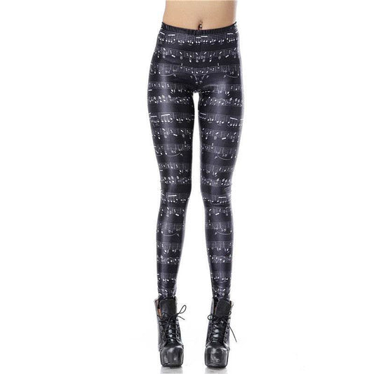 Music Note Sheet Digital Leggings Printed Women Fitness Leggings Women Pants - IntuitiveEncBoutique