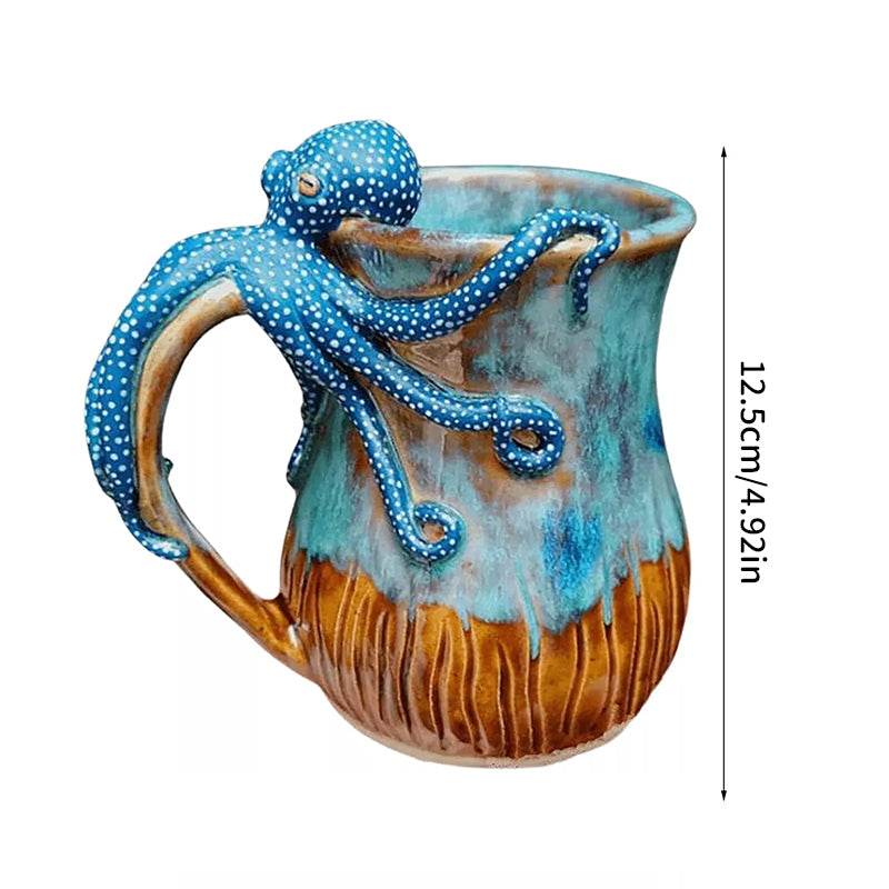 Handmade Deep Blue Octopus Mug. For Hot & Cold Drinks - IntuitiveEncBoutique