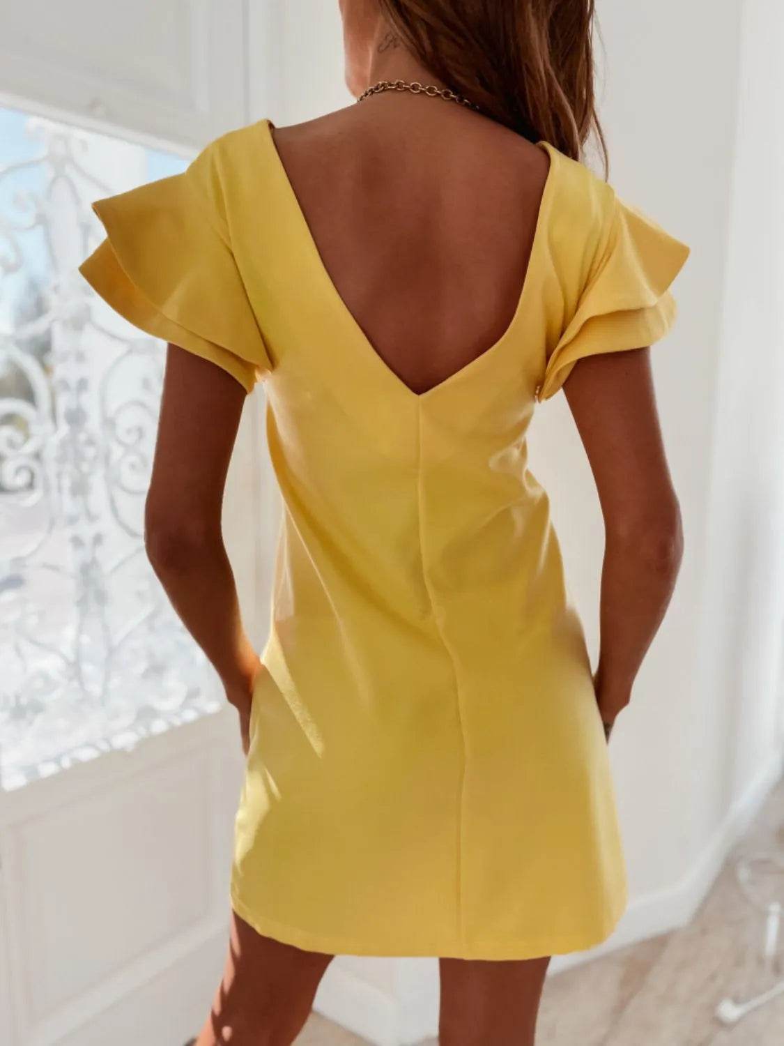 Ruffled Layered Short Sleeve Mini Dress - IntuitiveEncBoutique