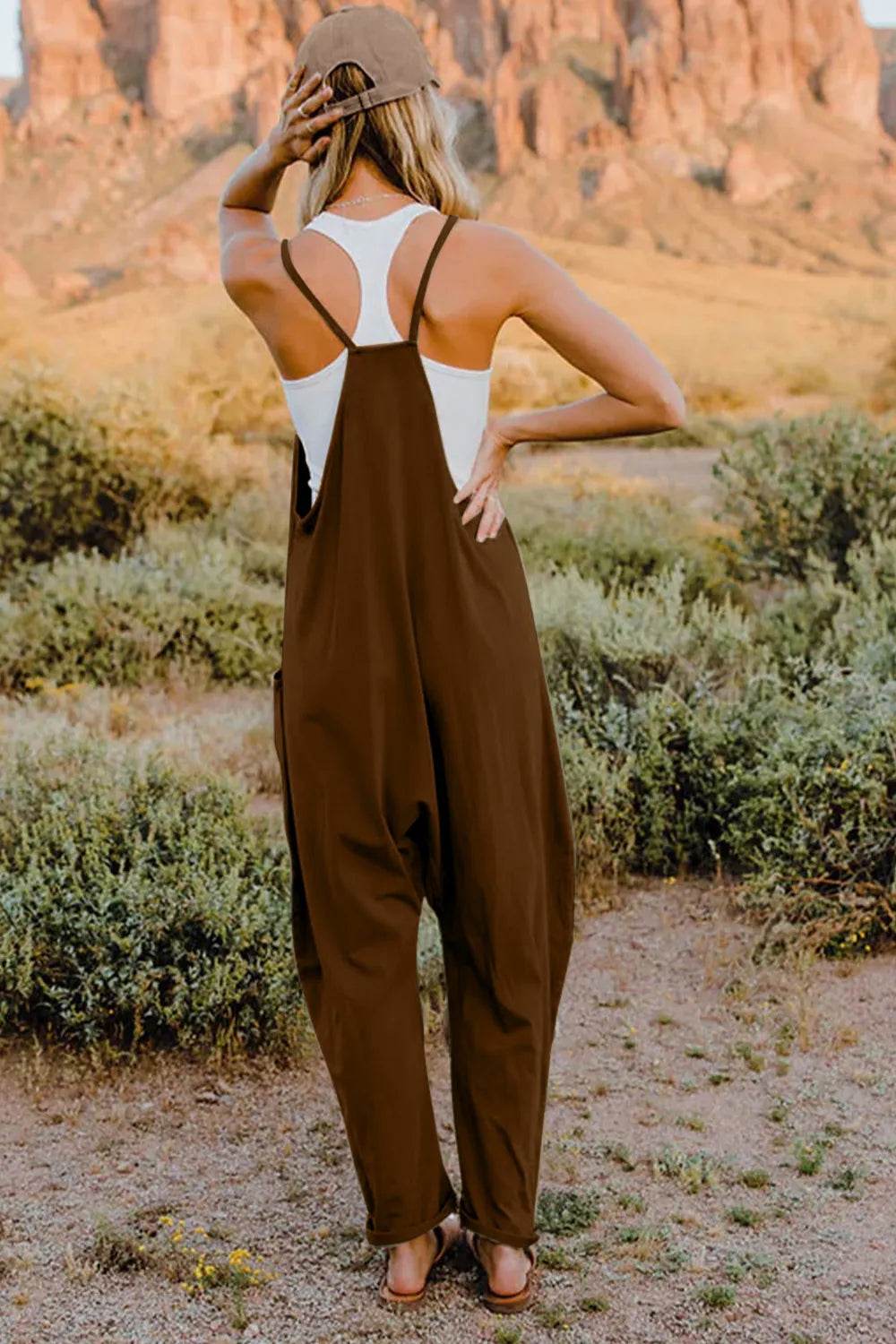 Double Take Full Size V-Neck Sleeveless Jumpsuit with Pockets - IntuitiveEncBoutique
