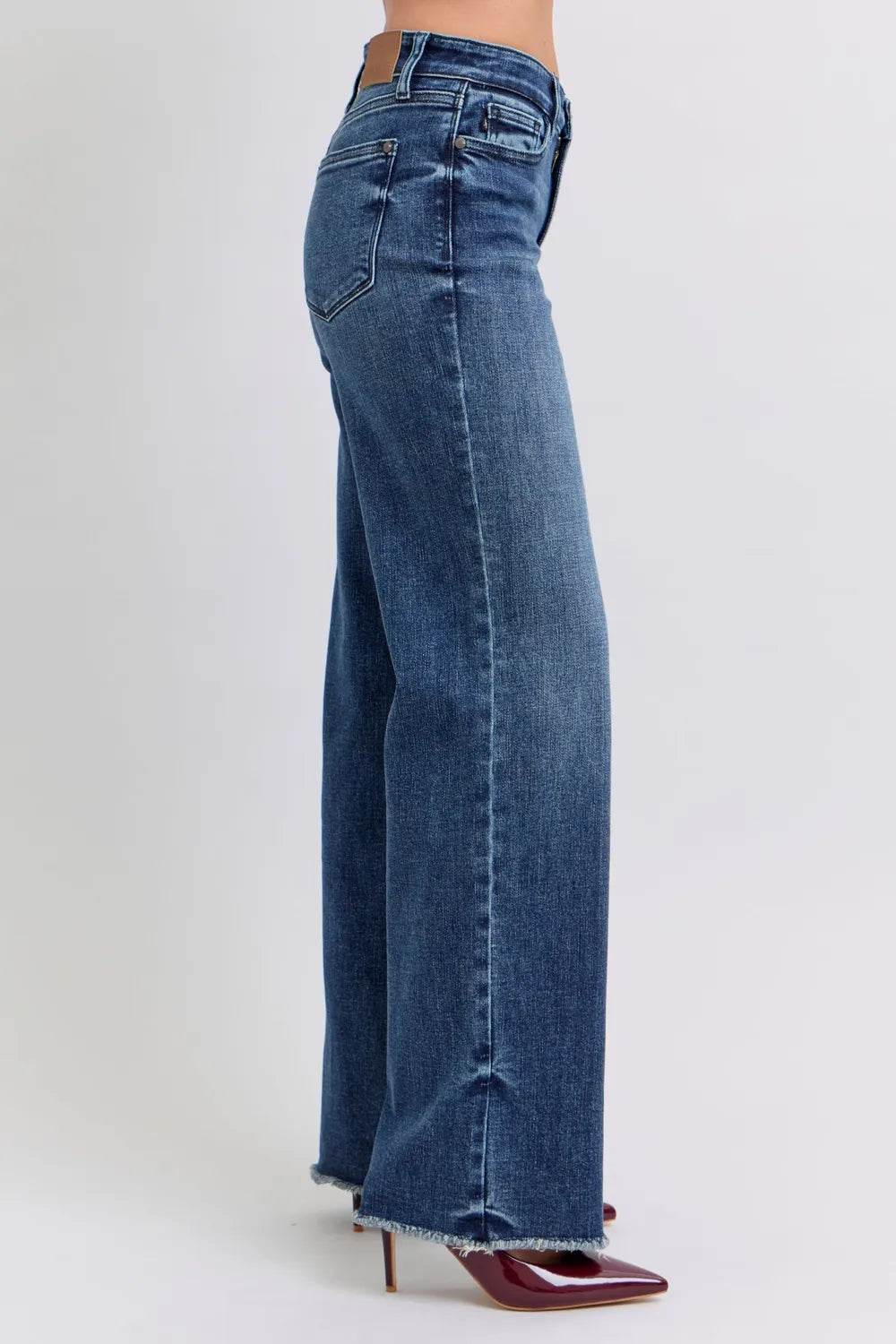 Judy Blue Full Size Raw Hem Mid Rise Jeans - IntuitiveEncBoutique