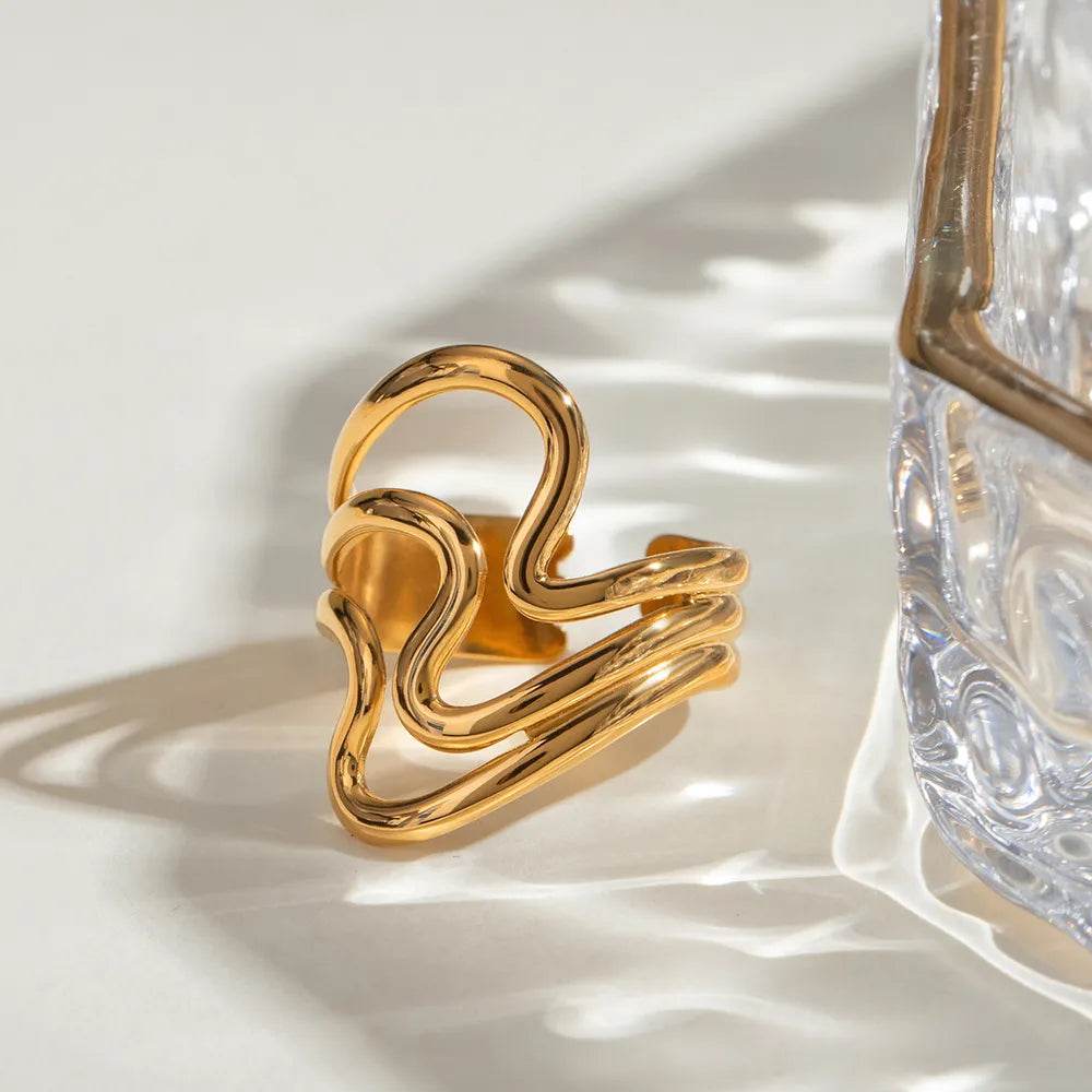 Stainless Steel Corrugated Open Ring - IntuitiveEncBoutique