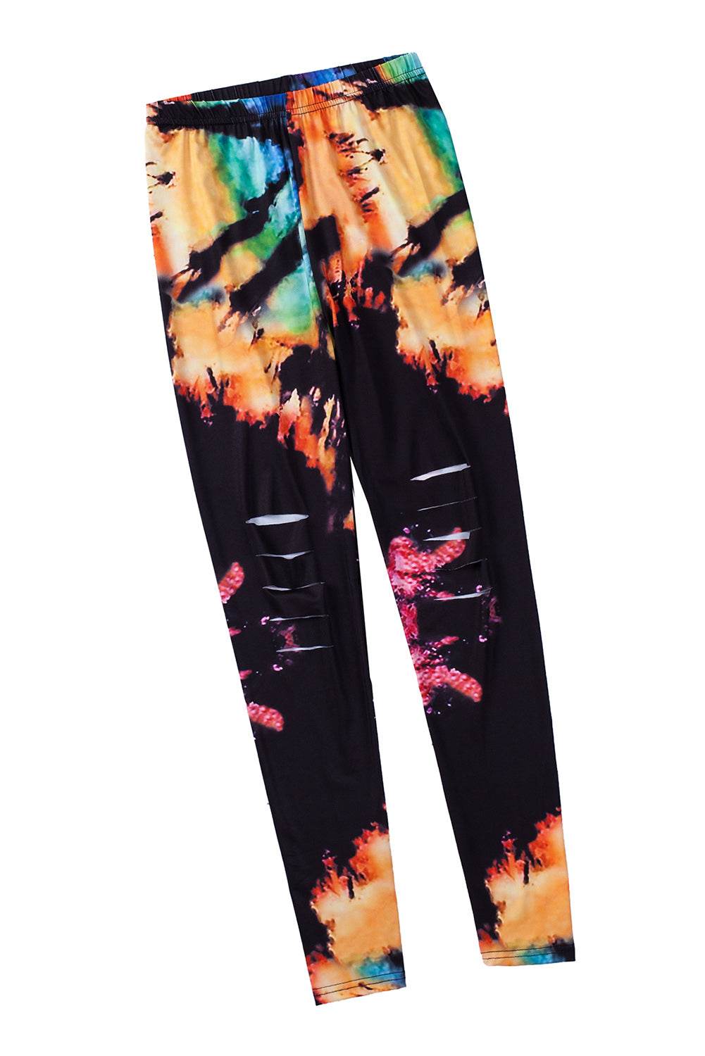 Multicolor Tie Dye Hollow Out Fitness Activewear Leggings - IntuitiveEncBoutique