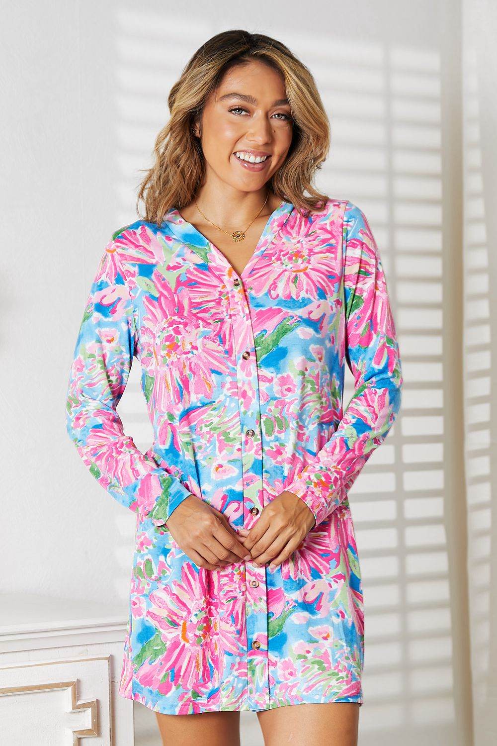 Double Take Floral Open Front Long Sleeve Cardigan - IntuitiveEncBoutique