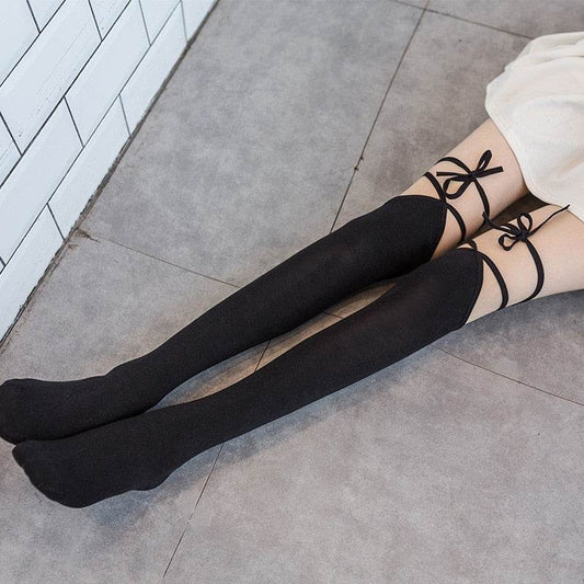 Lolita Cross-tie Over-knee Socks - IntuitiveEncBoutique