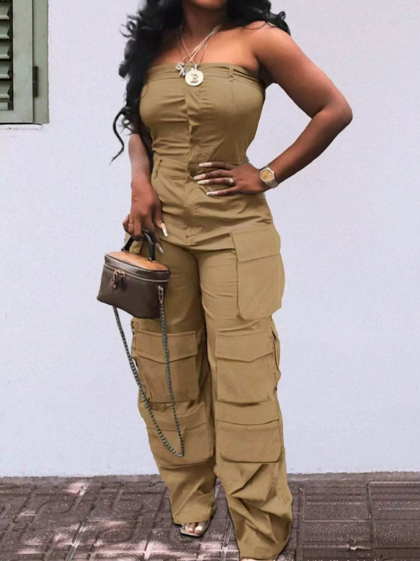 Tube Snap Down Cargo Jumpsuit - IntuitiveEncBoutique