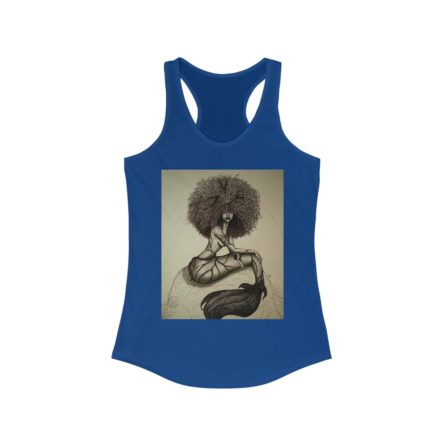 Black Mermaid Racerback Tank Top, Women's Sleeveless Shirt, Ocean Theme Clothing, Beachwear Apparel, Underwater Design Tank, Summer