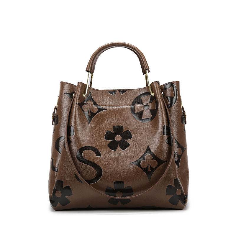 Handbag Women's Fashion Embossed Tote Bag Large Capacity Maternity Bucket Bag - IntuitiveEncBoutique