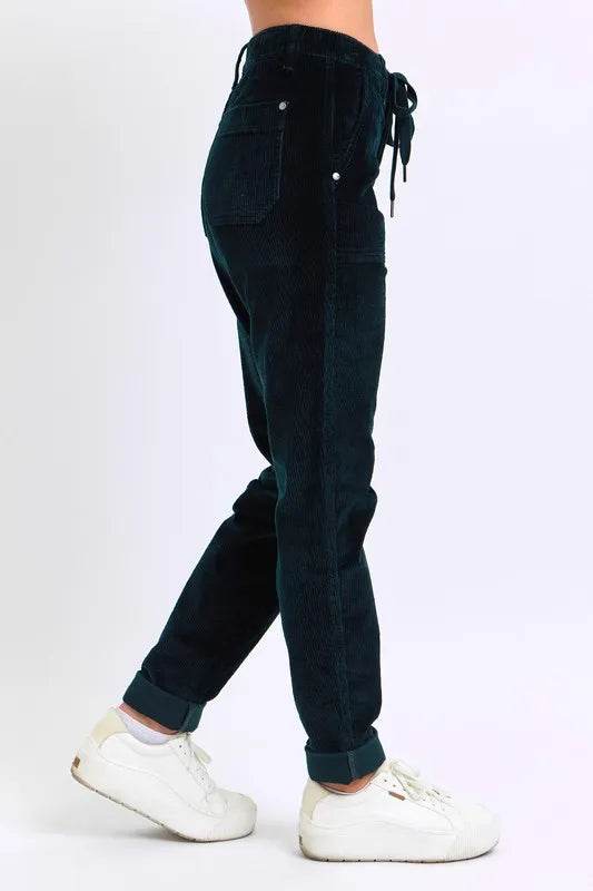 Judy Blue Full Size High Waist Corduroy Cuffed Jogger Plus Size - IntuitiveEncBoutique