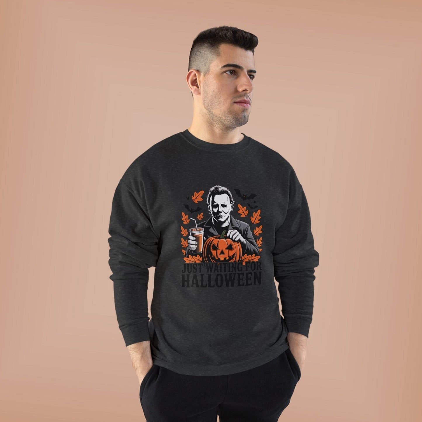 Halloween Sweatshirt - Just Waiting for Halloween | Unisex Crewneck Pullover, Fall Fashion, Halloween Gift, Cozy Sweater, Eco-Friendly Wear - IntuitiveEncBoutique