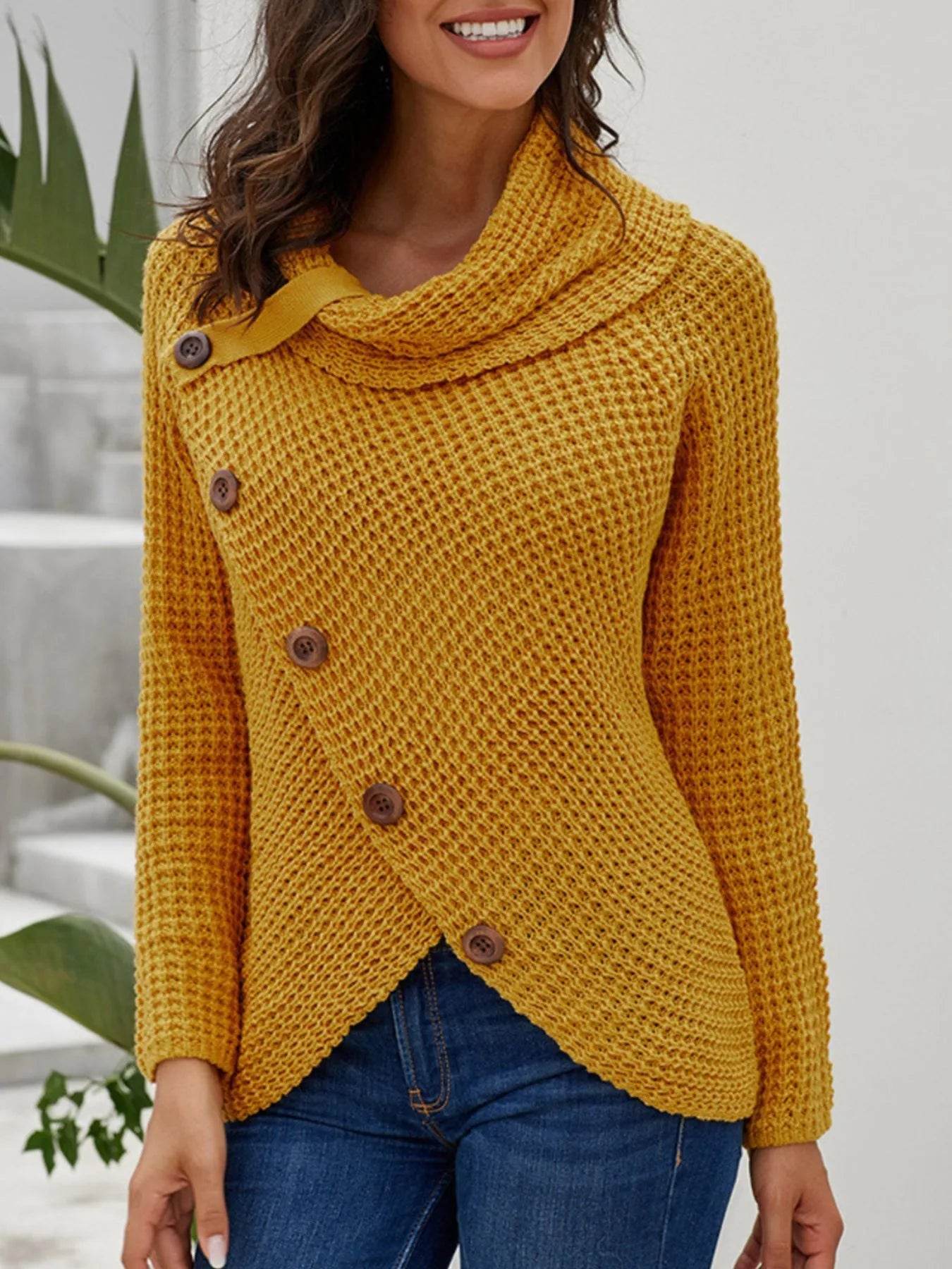 Full Size Texture Turtleneck Long Sleeve Sweater Plus Size - IntuitiveEncBoutique