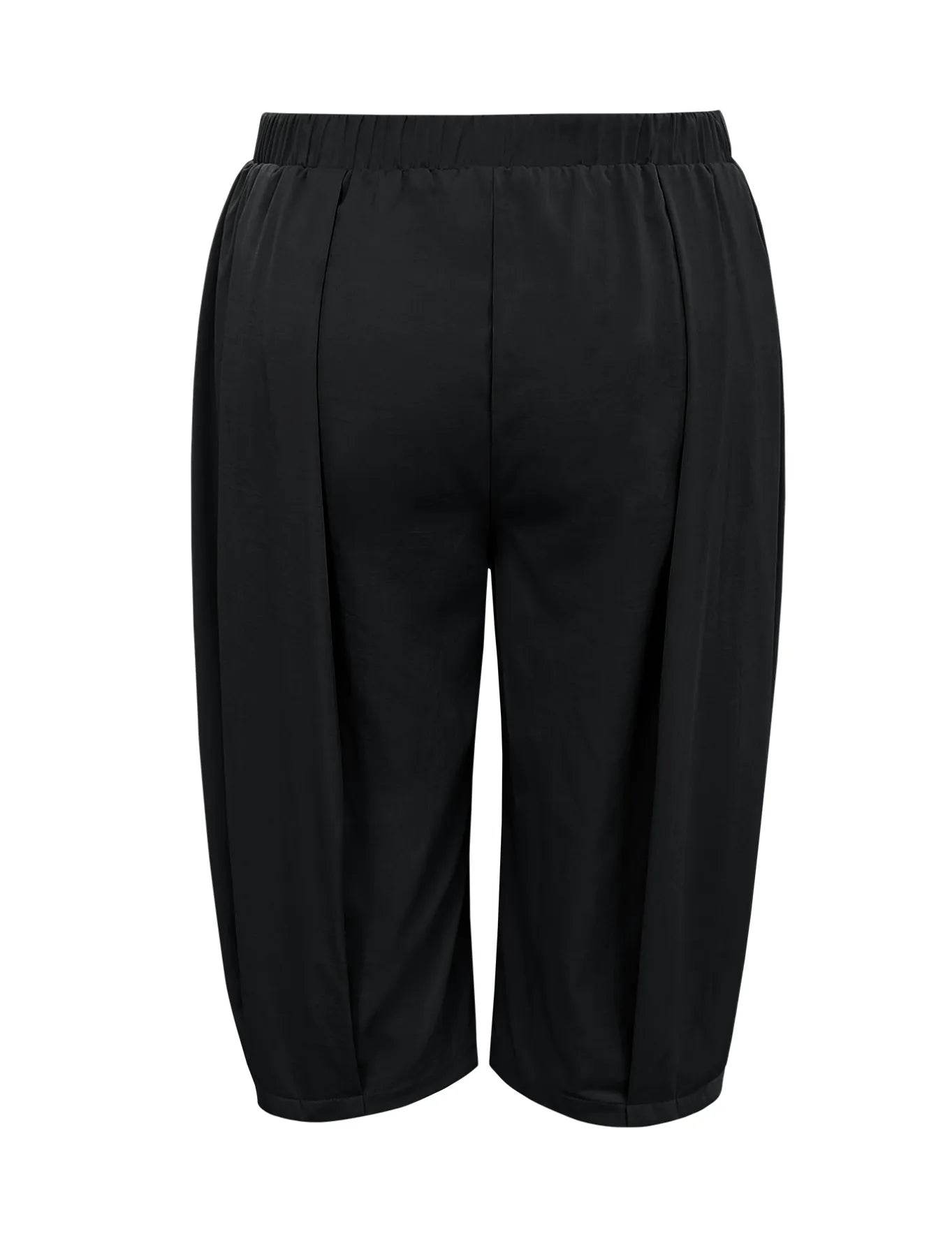 Plus Size Wide Leg Pleated Detail Cropped Pants - IntuitiveEncBoutique
