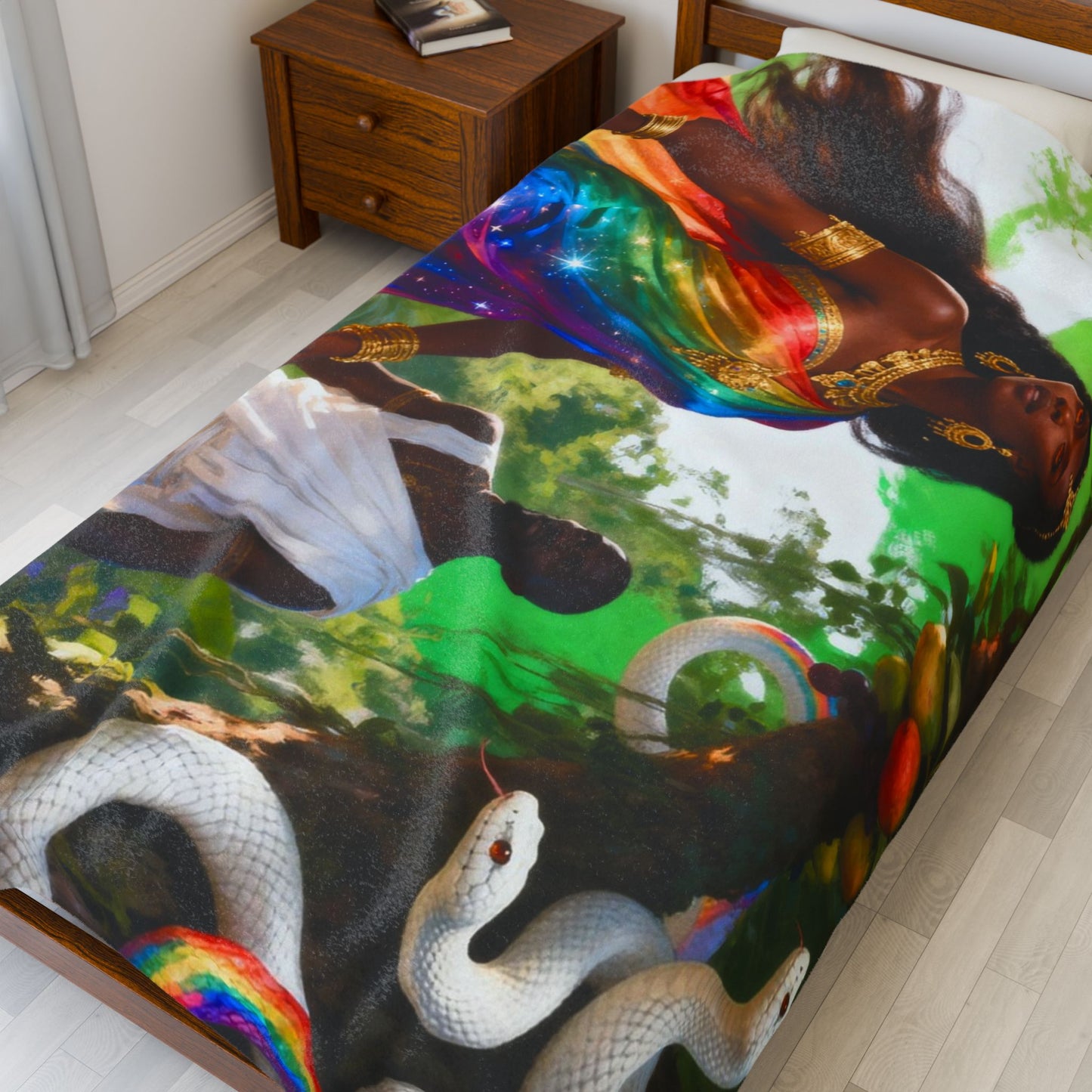Throw Blanket - Damballah and Ayida Wedo Serpent Spirits Design