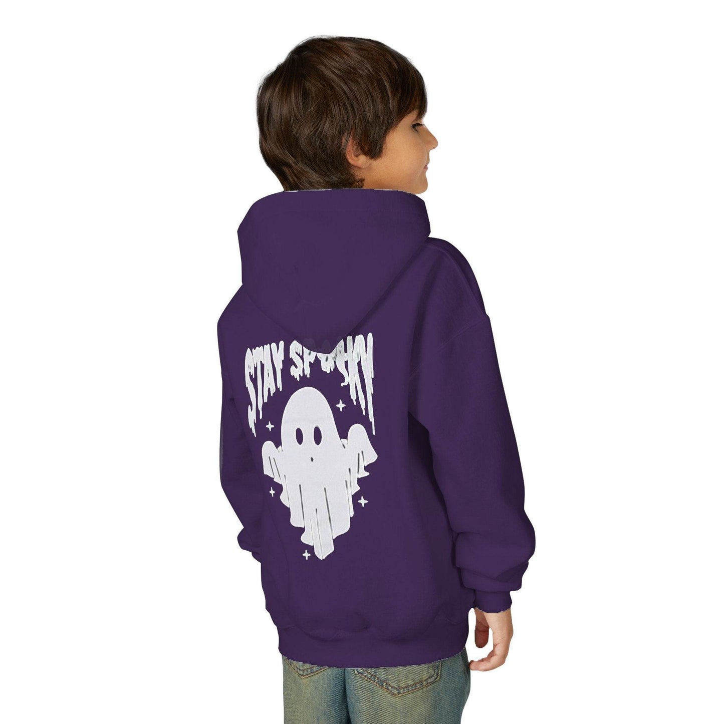 Youth Ghostly Rocker Hoodie - Stay Spooky Sweatshirt, Halloween Apparel, Youth Fashion, Skeleton Design, Cozy Gift - IntuitiveEncBoutique