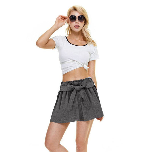 Women's Solid Color Elastic Waist Plus Size Loose Shorts - IntuitiveEncBoutique