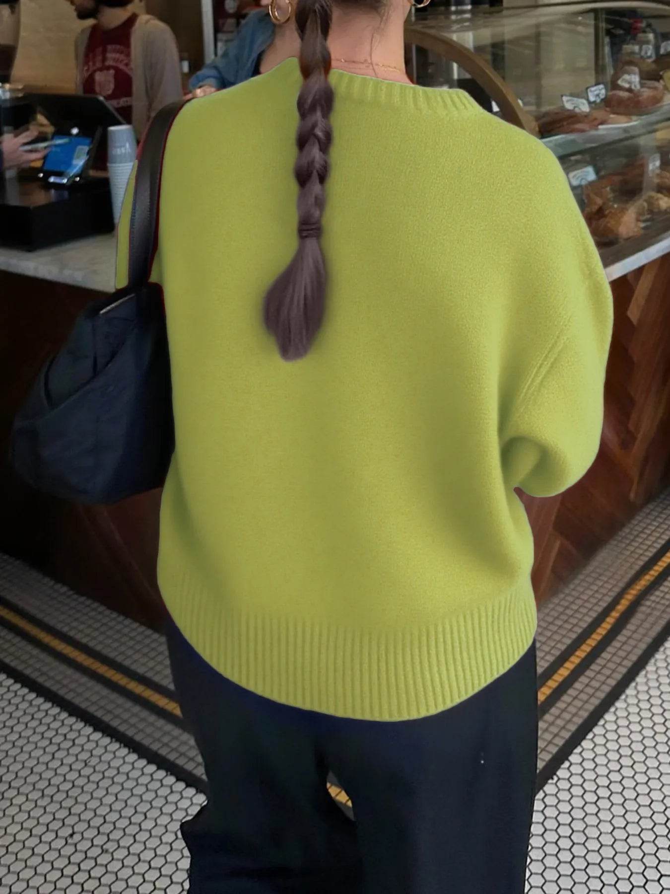 Ribbed Crewneck Drop Shoulder Sweater - IntuitiveEncBoutique