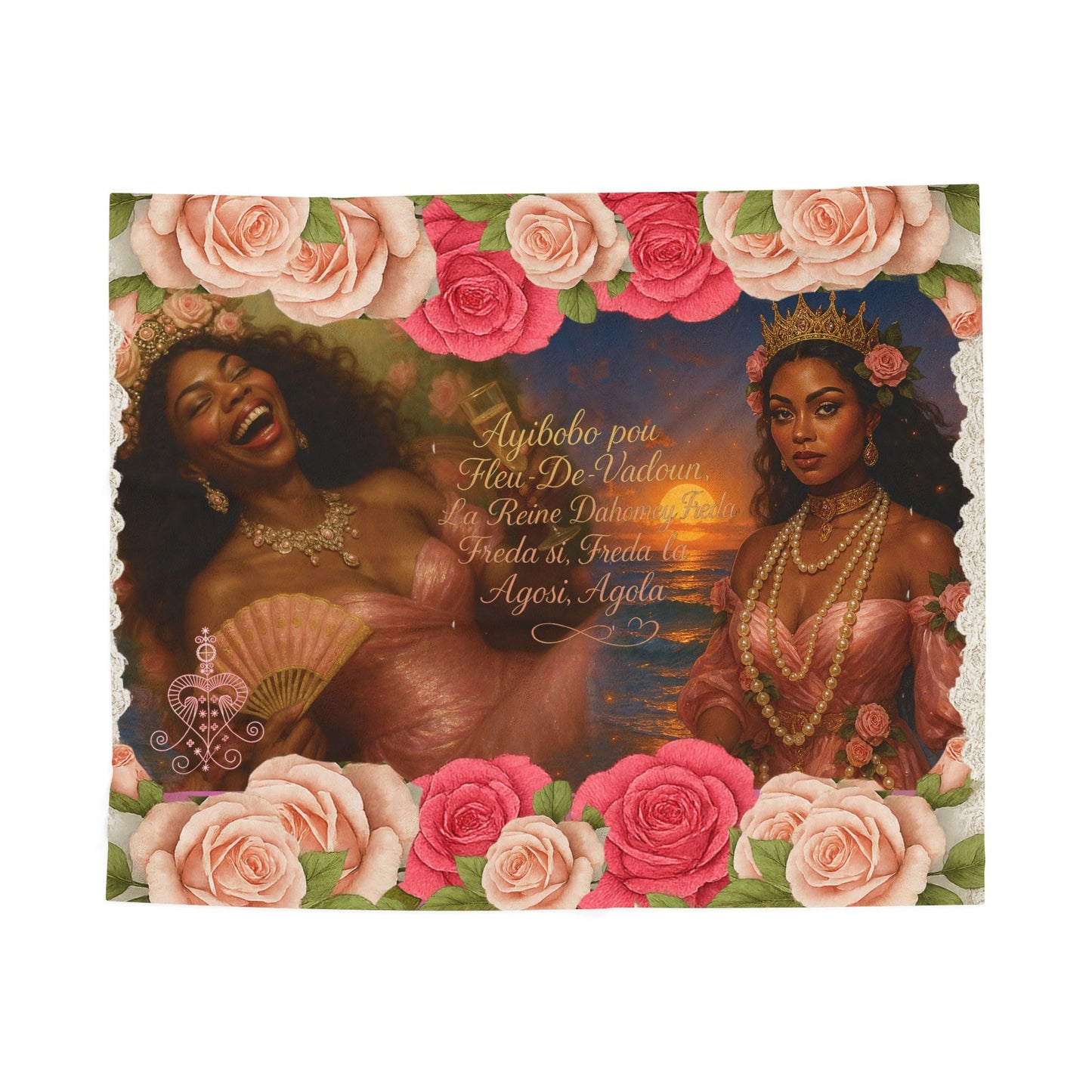 Velveteen Plush Blanket, Erzulie Freda Dahomey Cozy Throw, Afrocentric Decor, Gift for Her, Home Comfort, Cultural Arts, Celebrations