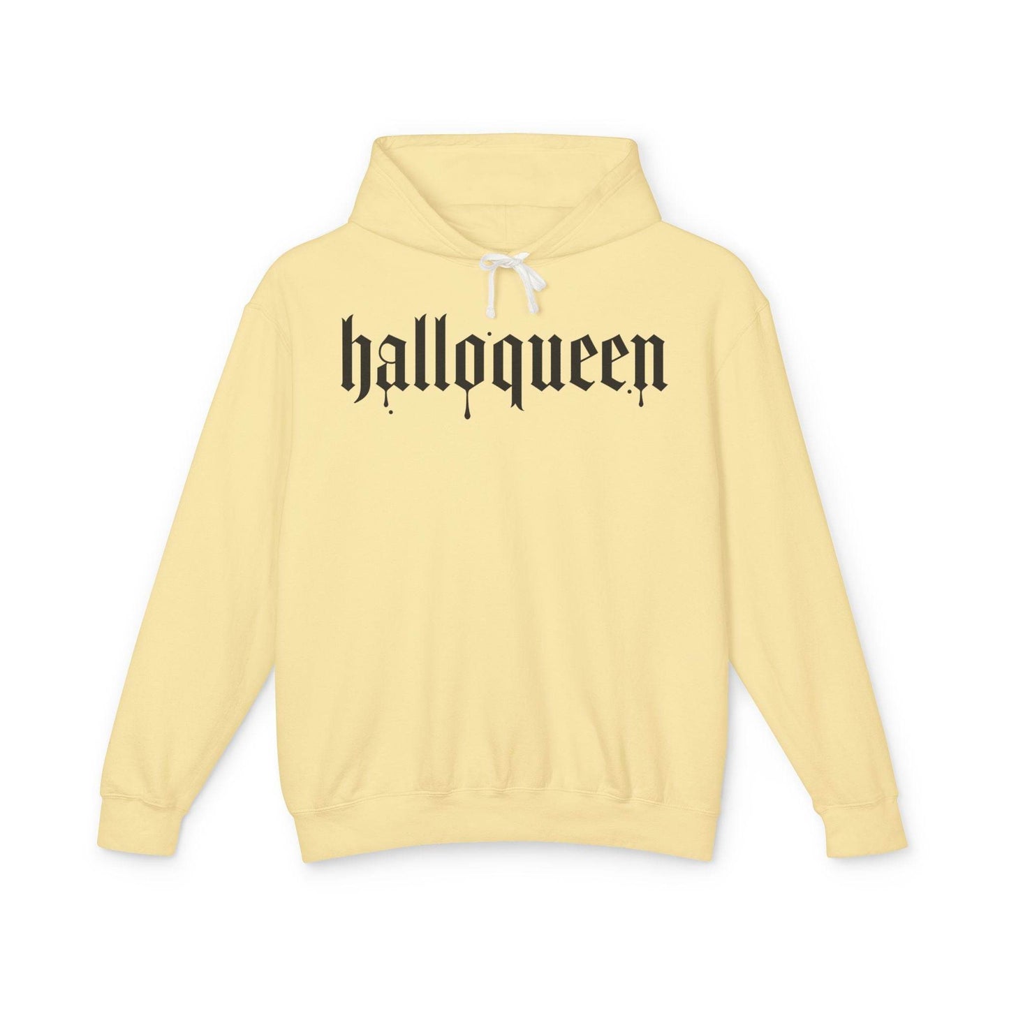Halloween Unisex Lightweight Hoodie, Halloqueen Sweatshirt, Cute Fall Fashion, Cozy Halloween Gift, Spooky Season Apparel - IntuitiveEncBoutique