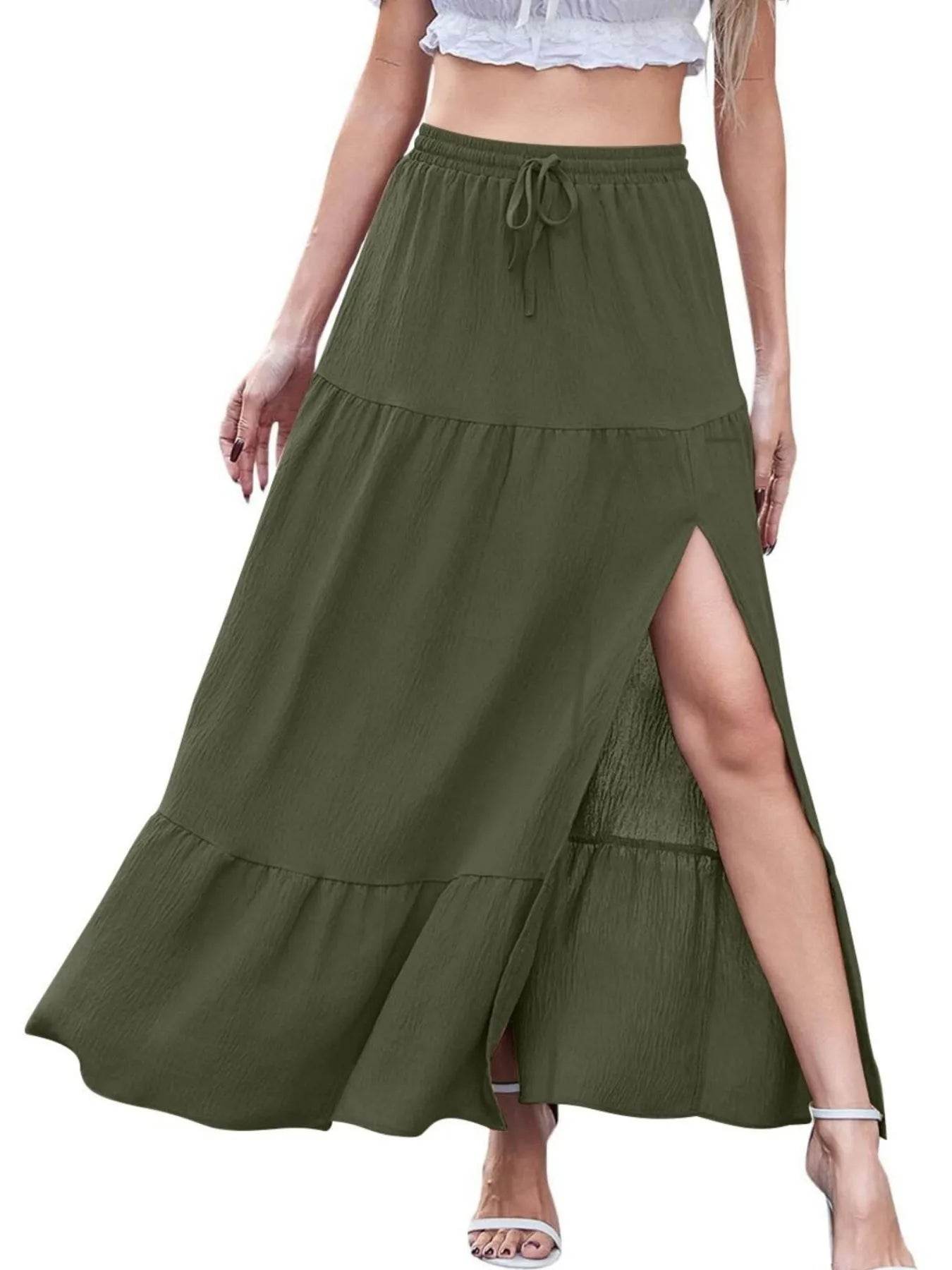 Full Size Slit Maxi Skirt Plus Size - IntuitiveEncBoutique