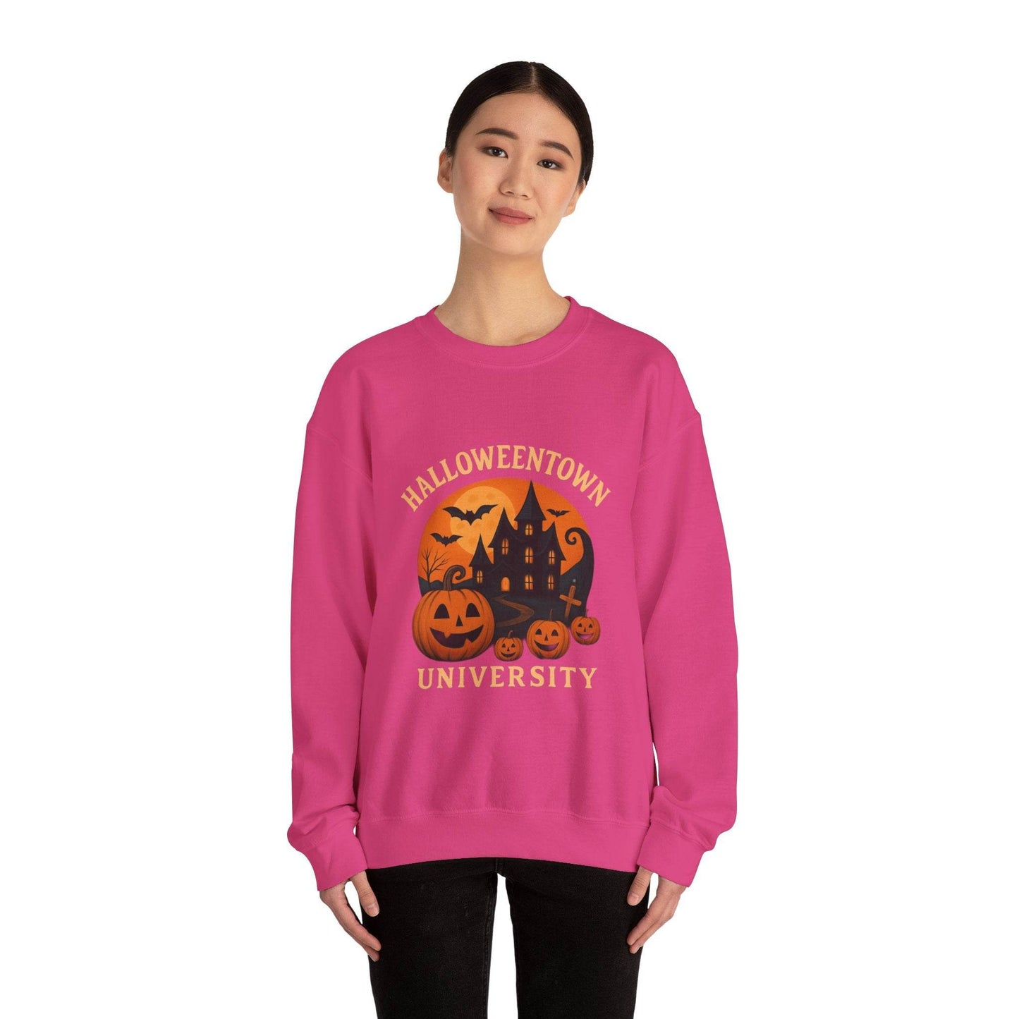 Halloween Town Crewneck Sweatshirt, Cozy Sweatshirt for Fall, Unisex Halloween Apparel, Spooky Season Gift, Halloween University Sweatshirt - IntuitiveEncBoutique
