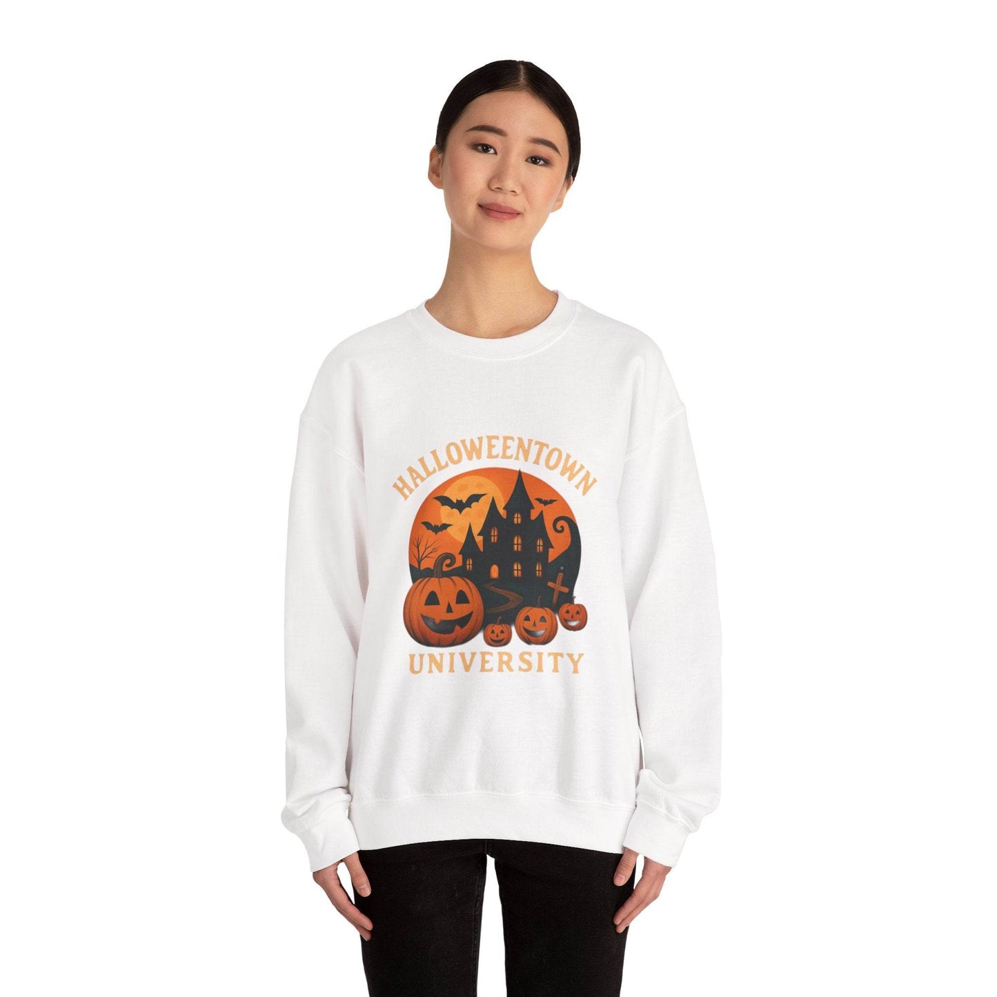 Halloween Town Crewneck Sweatshirt, Cozy Sweatshirt for Fall, Unisex Halloween Apparel, Spooky Season Gift, Halloween University Sweatshirt - IntuitiveEncBoutique