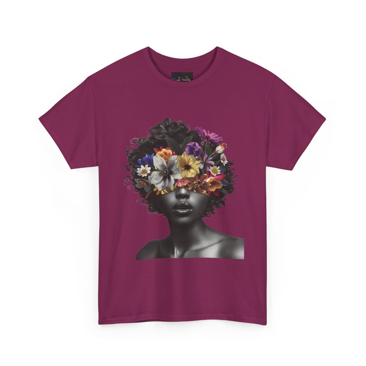 Floral Goddess Unisex Heavy Cotton Tee | Flower Graphic Tee, Boho Style, Casual Wear, Unique Gift, Art Tee