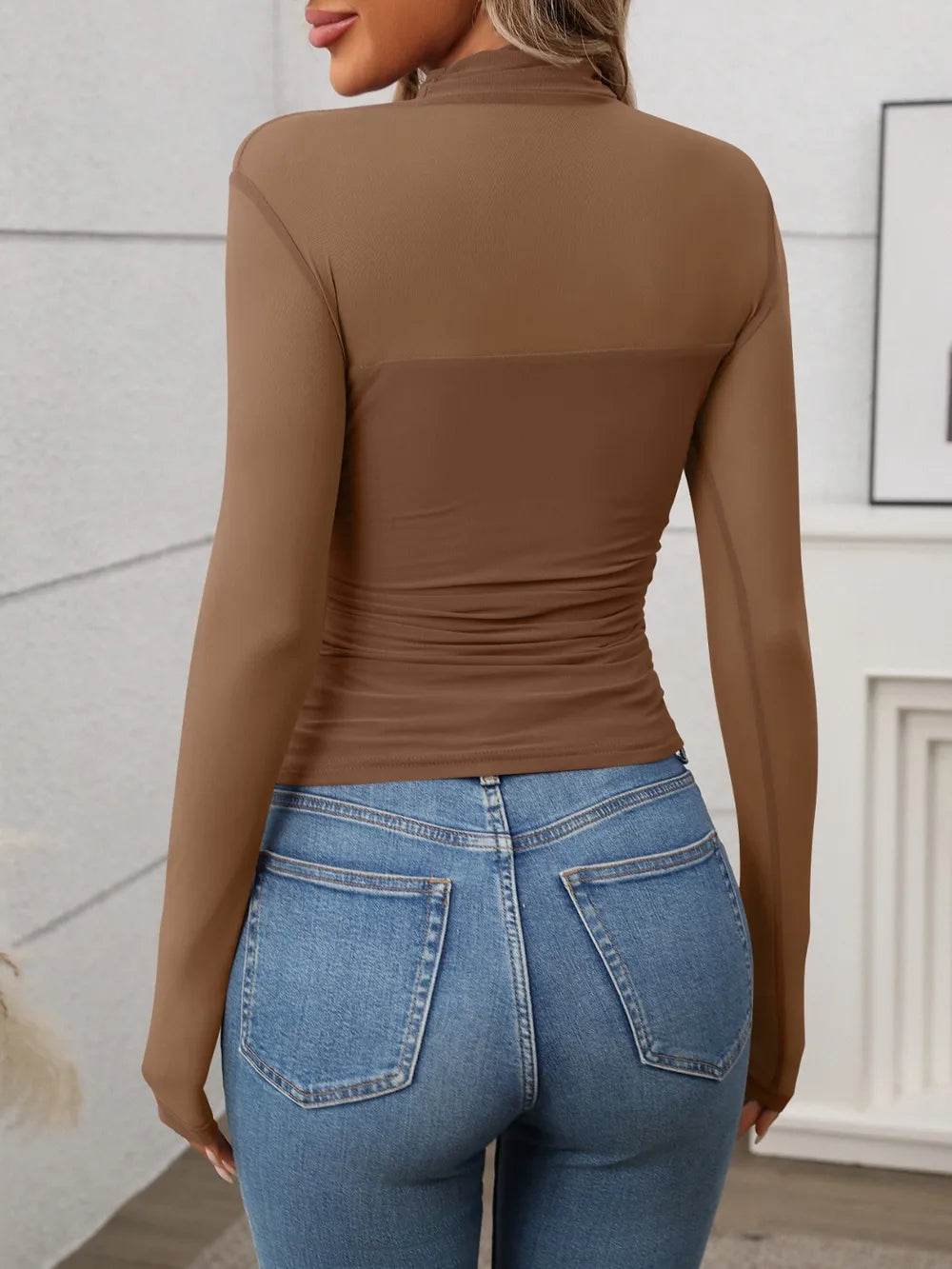 Mock Neck Long Sleeve Top - IntuitiveEncBoutique