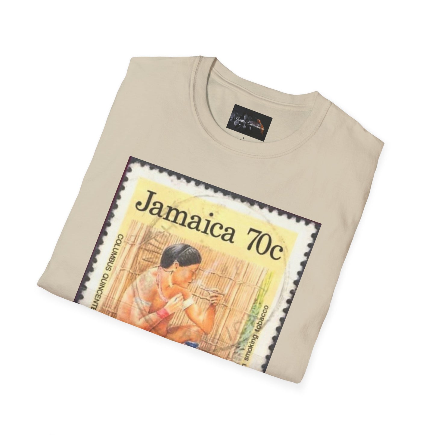 Vintage Jamaica Stamp Tee, Softstyle T-Shirt, Unisex Graphic Tee, Bohemian Style Shirt, Travel Lovers Apparel, Cool Gift Idea