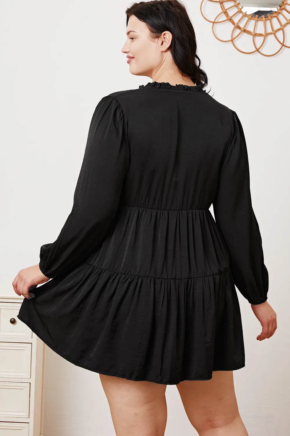 Ruffled Button Up Long Sleeve Tiered Shirt - IntuitiveEncBoutique