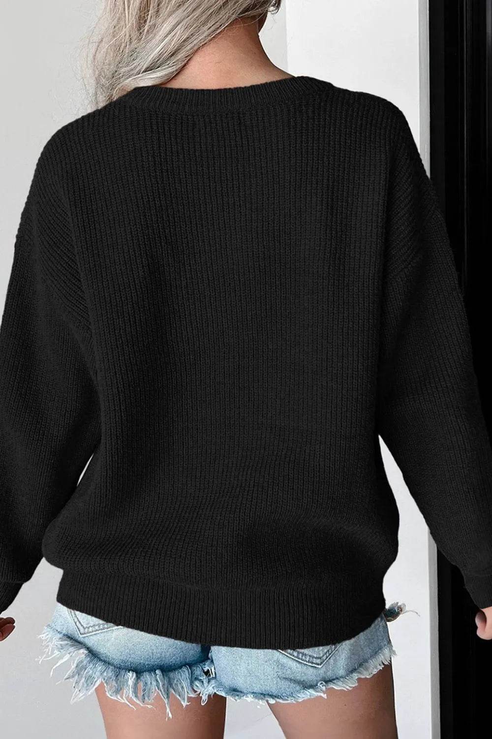 HELLO PUMPKIN Round Neck Long Sleeve Sweater - IntuitiveEncBoutique