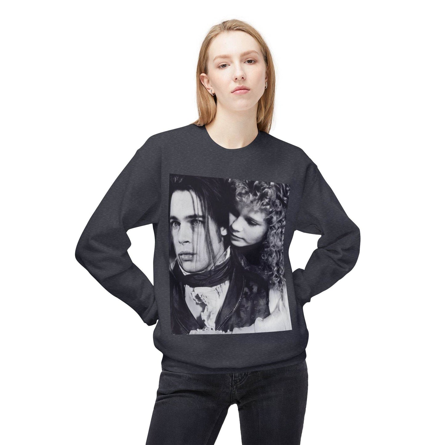 Vampire Romance Fleece Crewneck Sweatshirt, Cozy Sweatshirt, Gothic Fashion, Unisex Gift, Movie Lover Apparel, Halloween Outfit - IntuitiveEncBoutique