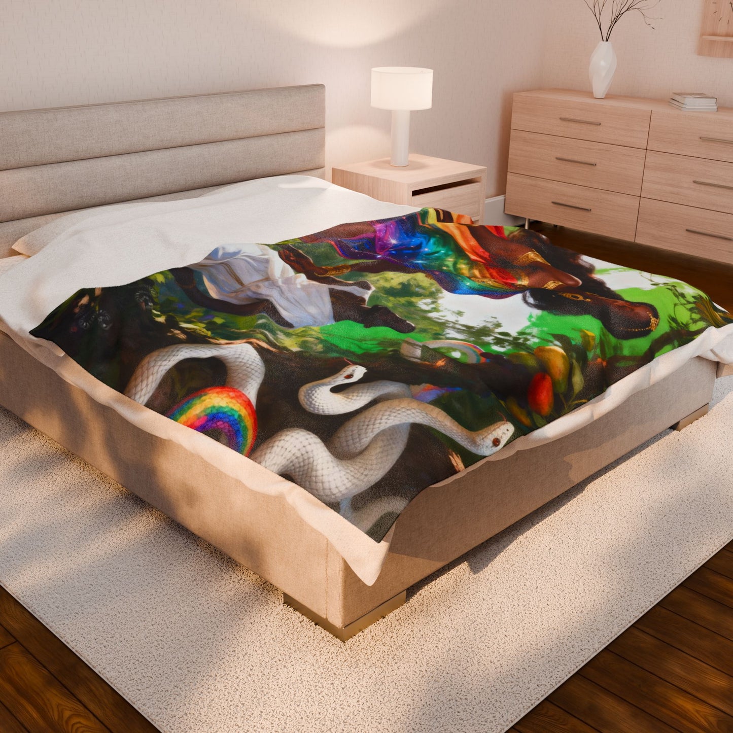 Throw Blanket - Damballah and Ayida Wedo Serpent Spirits Design