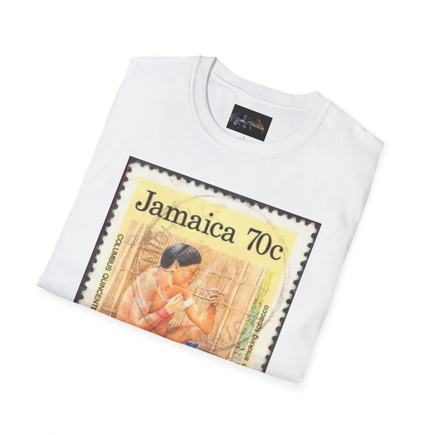 Vintage Jamaica Stamp Tee, Softstyle T-Shirt, Unisex Graphic Tee, Bohemian Style Shirt, Travel Lovers Apparel, Cool Gift Idea