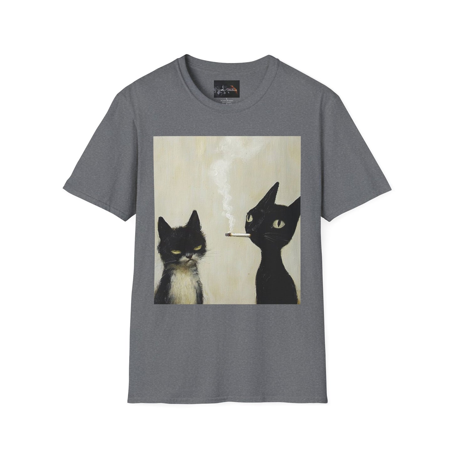 Cool Cat Art Unisex Softstyle T-Shirt, Vintage Cat Illustration, Perfect Gift for Cat Lovers, Casual Streetwear, Unique Pet Tee