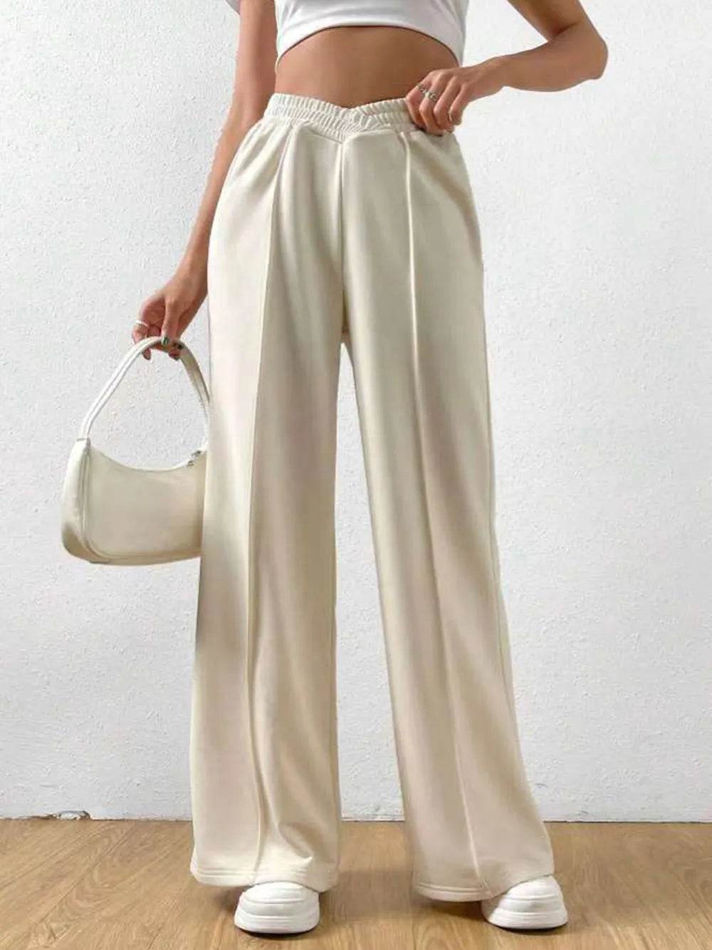 Elastic Waist Wide Leg Pants - IntuitiveEncBoutique