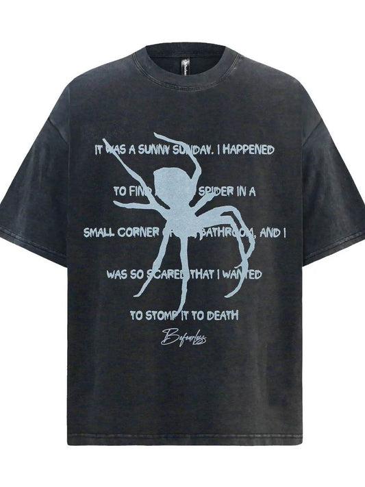Men's Oversized Gothic Spider Graphic T-Shirt - IntuitiveEncBoutique