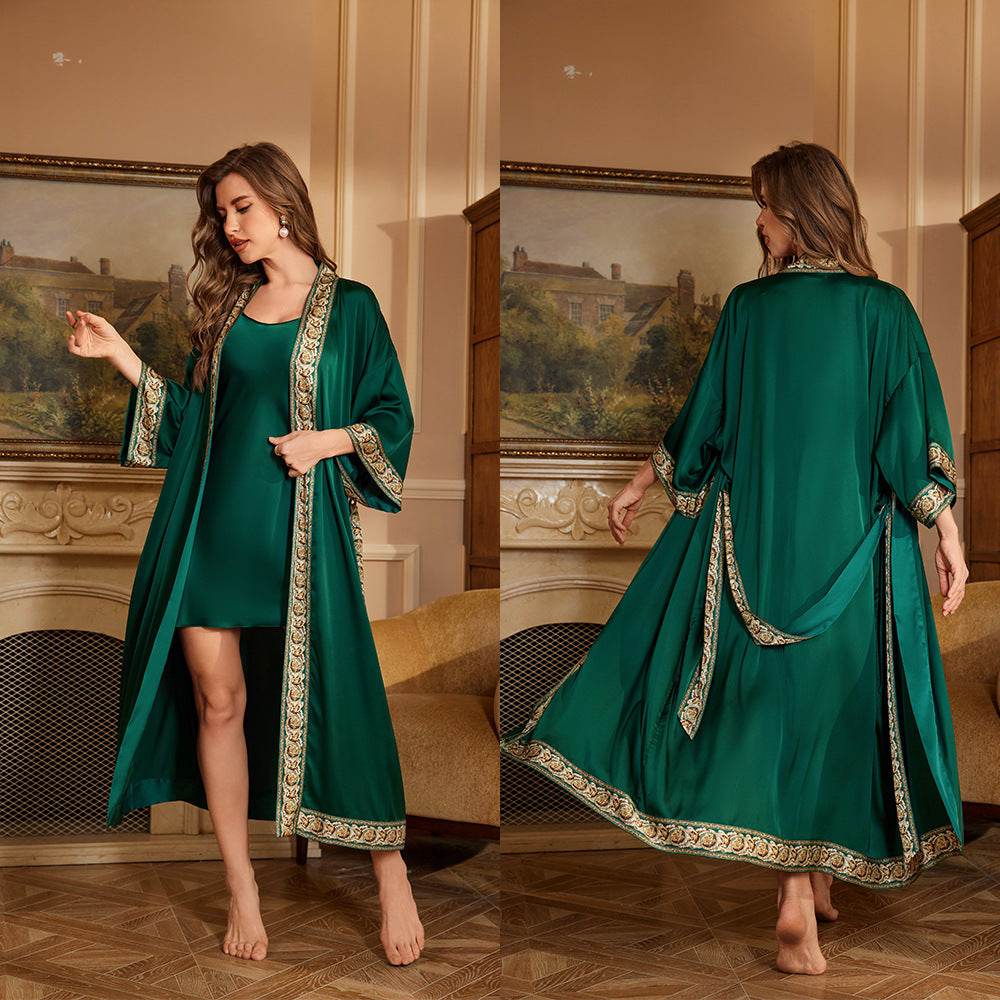 Women's home clothes bathrobe suspender two-piece set combination - IntuitiveEncBoutique