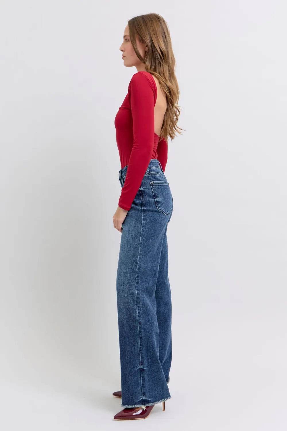 Judy Blue Full Size Raw Hem Mid Rise Jeans - IntuitiveEncBoutique