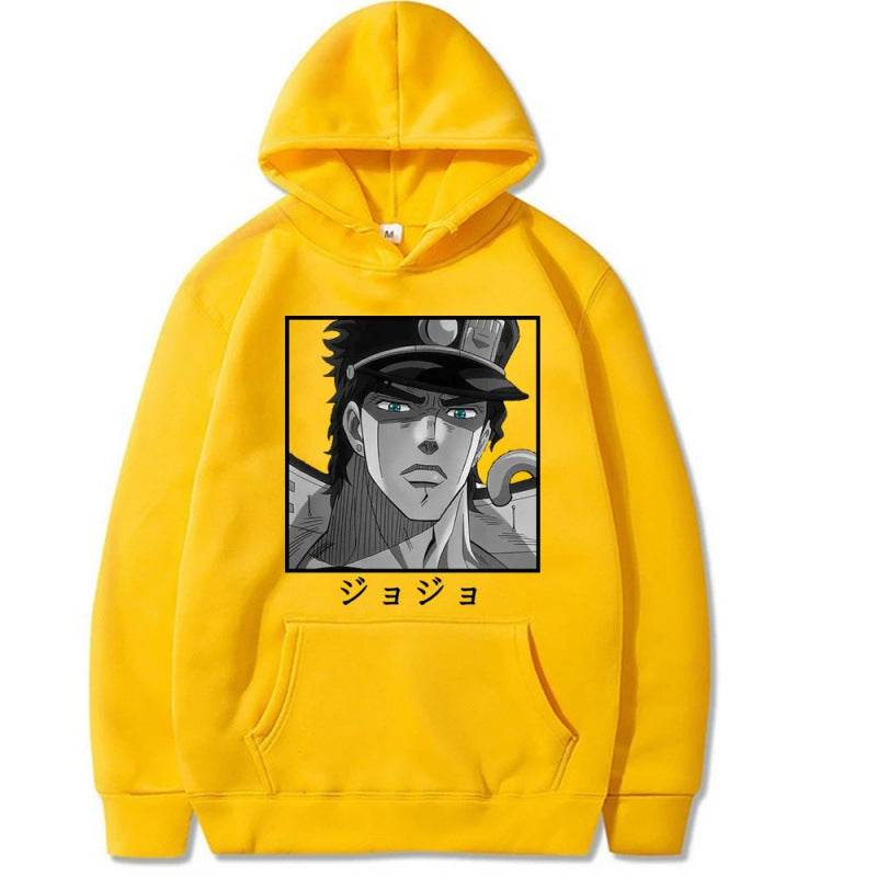 JOJO's Bizarre Adventure Anime Print Hooded Sweatshirt Unisex Long Sleeve Casual Jacket - IntuitiveEncBoutique
