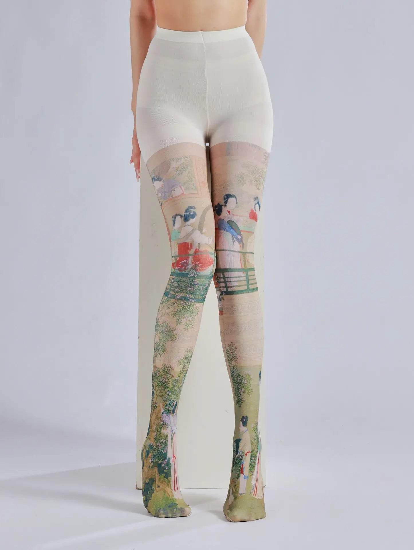 Pattern printed pantyhose with retro and personalized bottom socks - IntuitiveEncBoutique
