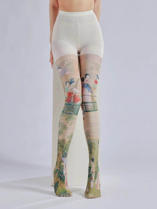 Pattern printed pantyhose with retro and personalized bottom socks - IntuitiveEncBoutique