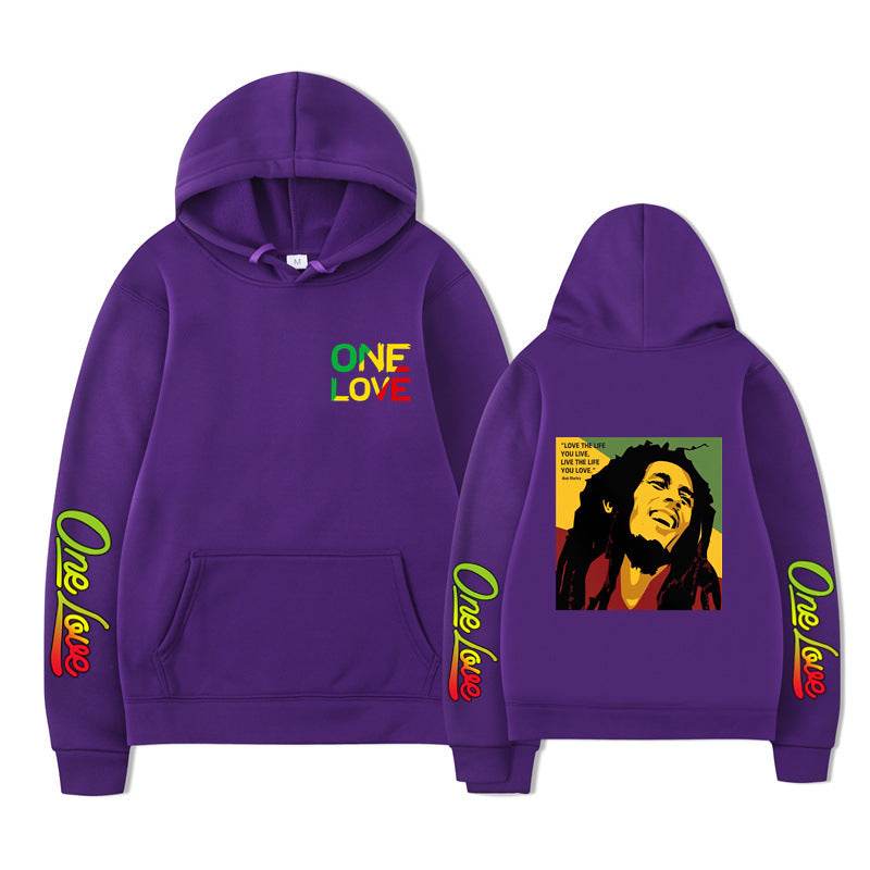 Bob Marley Loose Hooded Sweatshirt for Spring and Autumn - IntuitiveEncBoutique