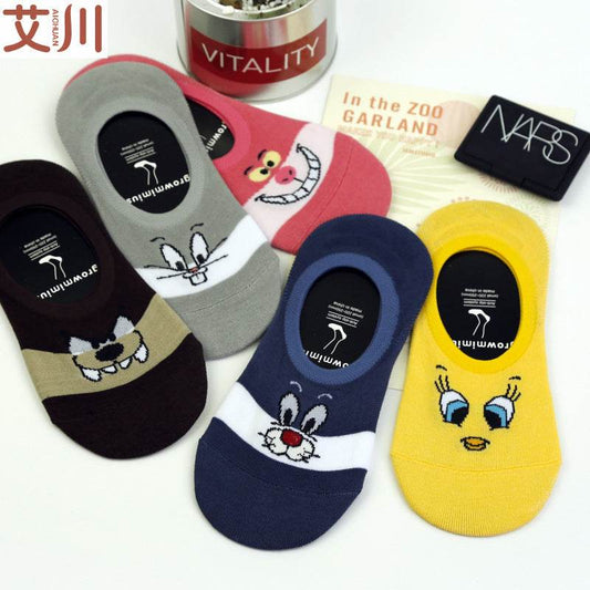 Summer Cartoon Cotton Thin Women's Boat Socks - IntuitiveEncBoutique