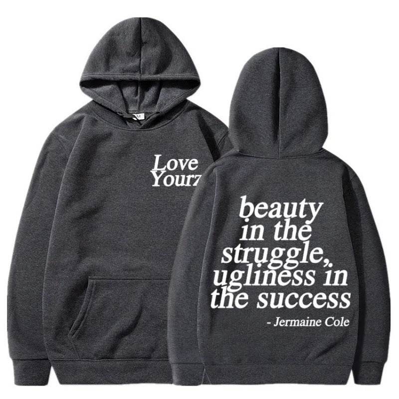 Letter Print Hooded Sweatshirt Unisex Long Sleeve Casual Top Hoodie - IntuitiveEncBoutique