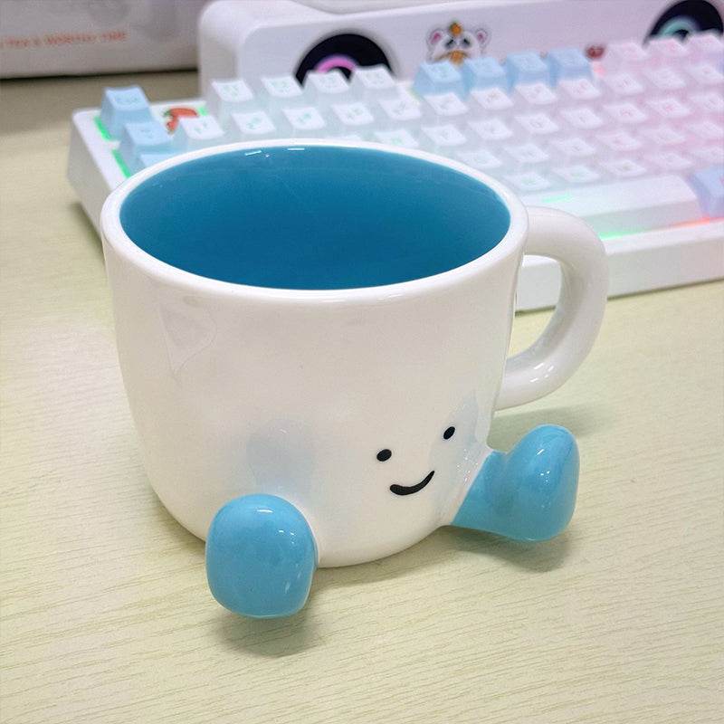 Kawaii hand - pinch feet ceramic coffee cup. High - aesthetic, great for home/dorm. Ideal gift, doubles as mark cup. - IntuitiveEncBoutique